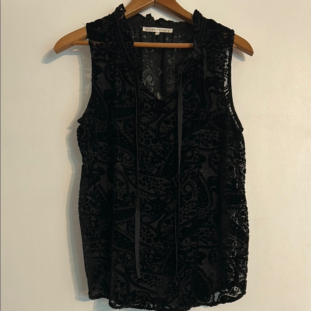 Violet & Claire Women's Black Paisley Sheer Blouse Size Medium Festival Party